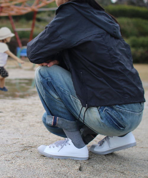 SPICE OF LIFE（スパイス オブ ライフ）の「【在庫限り】PVC レインスニーカー バイカラー ホワイト×グレー/ブルー×ホワイト（レインシューズ・レディース・ホワイト×グレー/ブルー/ブラウン・S/L/M）」の15枚目の写真