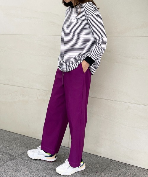 StyleSea（スタイルシー）の「ストレッチストレートワイドパンツ（その他パンツ・レディース・ブラック/パープル/グレイッシュベージュ・FREE）」の3枚目の写真