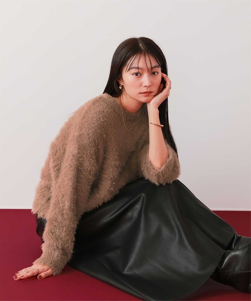 UR'S(ユアーズ)の「シャギーオーバーサイズニット(ニット/セーター・レディース・ブルー/ライトベージュ/チャコール/アイボリー/ライトグレー/ピンク系その他/ネイビー/ラベンダー/ブラウン・S/M/L)」の5枚目の写真