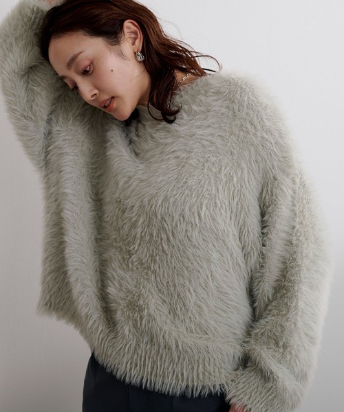 UR'S(ユアーズ)の「シャギーオーバーサイズニット(ニット/セーター・レディース・ブルー/ライトベージュ/チャコール/アイボリー/ライトグレー/ピンク系その他/ネイビー/ラベンダー/ブラウン・S/M/L)」の3枚目の写真