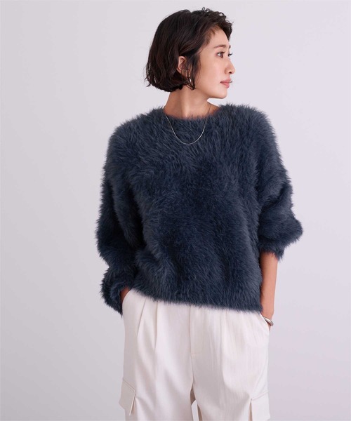 UR'S(ユアーズ)の「シャギーオーバーサイズニット(ニット/セーター・レディース・ブルー/ライトベージュ/チャコール/アイボリー/ライトグレー/ピンク系その他/ネイビー/ラベンダー/ブラウン・S/M/L)」の19枚目の写真