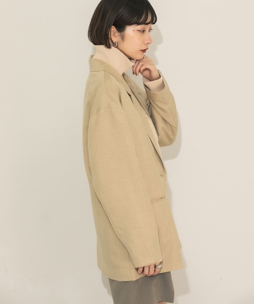 KBF（ケイビーエフ）の「テーラードオーバージャケット（テーラードジャケット・レディース・チャコールグレー/ブラウン/ベージュ・ONE）」の6枚目の写真
