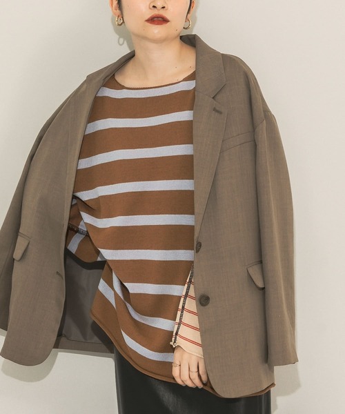 KBF（ケイビーエフ）の「テーラードオーバージャケット（テーラードジャケット・レディース・チャコールグレー/ブラウン/ベージュ・ONE）」の16枚目の写真