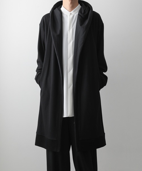 ato（アトウ）の「DRAPE HOOD LONG CARDIGAN（パーカー・メンズ・ブラック/カーキ・46/48）」の12枚目の写真