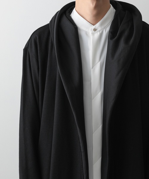 ato（アトウ）の「DRAPE HOOD LONG CARDIGAN（パーカー・メンズ・ブラック/カーキ・46/48）」の11枚目の写真