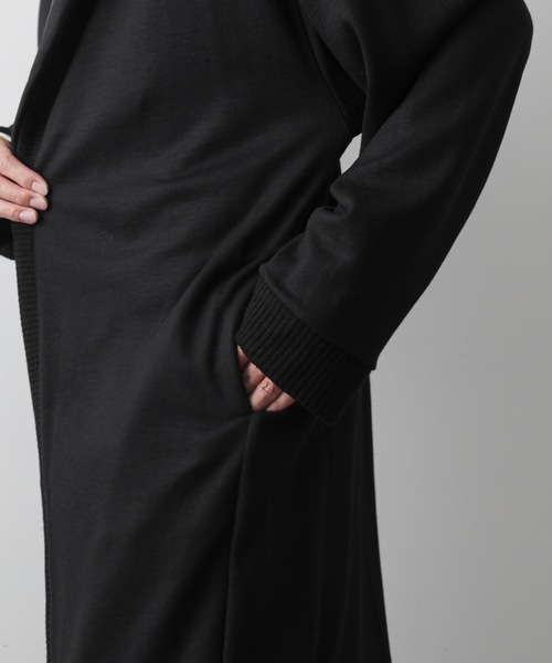 ato（アトウ）の「DRAPE HOOD LONG CARDIGAN（パーカー・メンズ・ブラック/カーキ・46/48）」の16枚目の写真