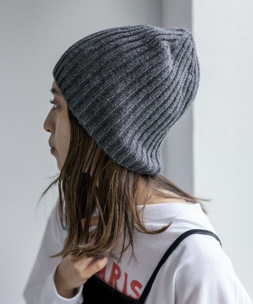 mystic(ミスティック)の「ウールリブニット帽(ハット・レディース・チャコールグレー/ベージュ/ブラック・FREE)」の1枚目の写真