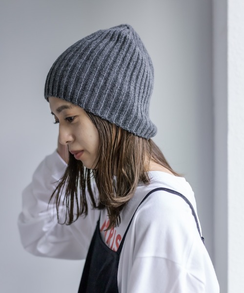 mystic(ミスティック)の「ウールリブニット帽(ハット・レディース・チャコールグレー/ベージュ/ブラック・FREE)」の8枚目の写真