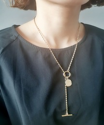 カットボールチェーン コインモチーフ ネックレス