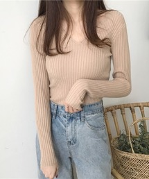 gossip！ロサンゼルス | Vネックリブニット(ニット/セーター)