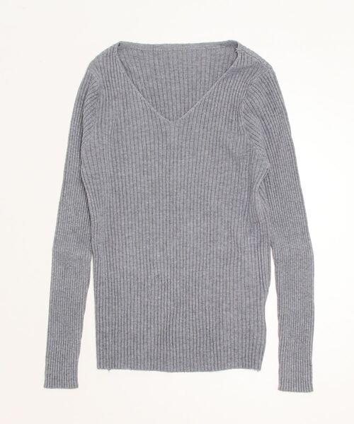 gossip！ロサンゼルス（ゴシップロサンゼルス）の「Vネックリブニット（ニット/セーター・レディース・ホワイト系その他/ベージュ/グレー/ピンク/ブラック/ブラウン/ワインレッド・FREE）」の16枚目の写真