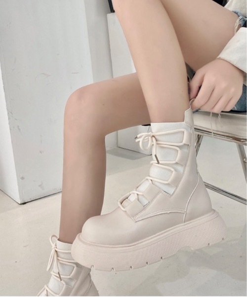 Burner（バーナー）の「【OKUOKU　0909】レースアップ　厚底　ソックスブーツ　oku-shoes-654448418754-55（ブーツ・レディース・C/A/B・36/38/40）」の6枚目の写真