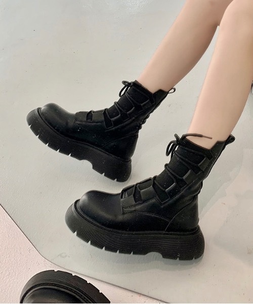 Burner（バーナー）の「【OKUOKU　0909】レースアップ　厚底　ソックスブーツ　oku-shoes-654448418754-55（ブーツ・レディース・C/A/B・36/38/40）」の7枚目の写真