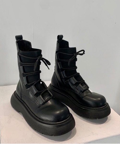 Burner（バーナー）の「【OKUOKU　0909】レースアップ　厚底　ソックスブーツ　oku-shoes-654448418754-55（ブーツ・レディース・C/A/B・36/38/40）」の9枚目の写真