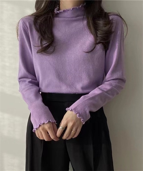 FREE STYLISTS(フリー スタイリスト)の「ハイネック メローニットブルオーバー(ニット/セーター・レディース・ベージュ/グレー/ブラウン/イエロー/グリーン/ホワイト/キャメル/ブラック/パープル/ブルー/ミント/ワイン/マスタード/チャコールグレー/ライトグリーン・FREE)」の12枚目の写真