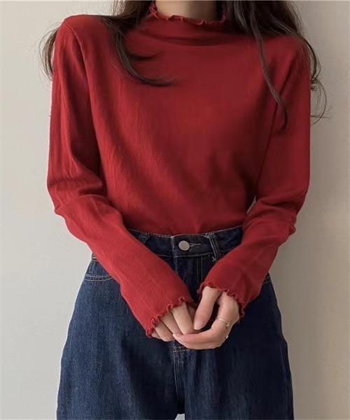 FREE STYLISTS(フリー スタイリスト)の「ハイネック メローニットブルオーバー(ニット/セーター・レディース・ベージュ/グレー/ブラウン/イエロー/グリーン/ホワイト/キャメル/ブラック/パープル/ブルー/ミント/ワイン/マスタード/チャコールグレー/ライトグリーン・FREE)」の15枚目の写真