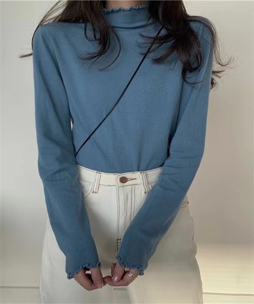 FREE STYLISTS(フリー スタイリスト)の「ハイネック メローニットブルオーバー(ニット/セーター・レディース・ベージュ/グレー/ブラウン/イエロー/グリーン/ホワイト/キャメル/ブラック/パープル/ブルー/ミント/ワイン/マスタード/チャコールグレー/ライトグリーン・FREE)」の11枚目の写真