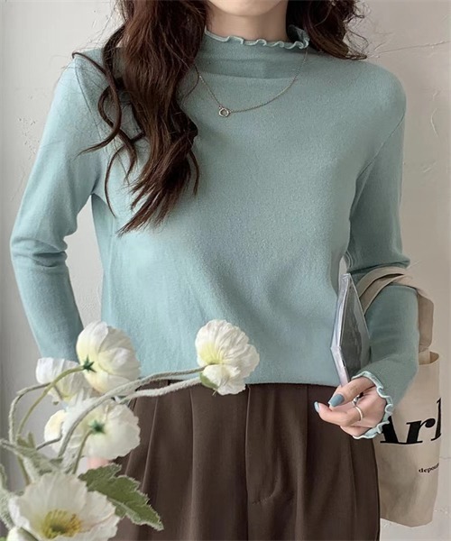 FREE STYLISTS(フリー スタイリスト)の「ハイネック メローニットブルオーバー(ニット/セーター・レディース・ベージュ/グレー/ブラウン/イエロー/グリーン/ホワイト/キャメル/ブラック/パープル/ブルー/ミント/ワイン/マスタード/チャコールグレー/ライトグリーン・FREE)」の10枚目の写真