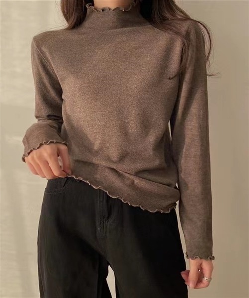 FREE STYLISTS(フリー スタイリスト)の「ハイネック メローニットブルオーバー(ニット/セーター・レディース・ベージュ/グレー/ブラウン/イエロー/グリーン/ホワイト/キャメル/ブラック/パープル/ブルー/ミント/ワイン/マスタード/チャコールグレー/ライトグリーン・FREE)」の22枚目の写真
