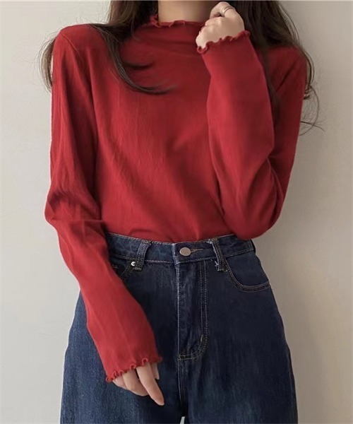 FREE STYLISTS(フリー スタイリスト)の「ハイネック メローニットブルオーバー(ニット/セーター・レディース・ベージュ/グレー/ブラウン/イエロー/グリーン/ホワイト/キャメル/ブラック/パープル/ブルー/ミント/ワイン/マスタード/チャコールグレー/ライトグリーン・FREE)」の21枚目の写真