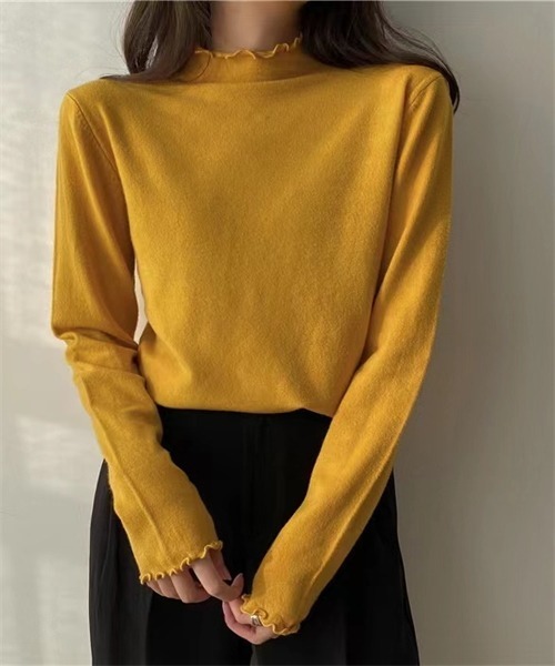 FREE STYLISTS(フリー スタイリスト)の「ハイネック メローニットブルオーバー(ニット/セーター・レディース・ベージュ/グレー/ブラウン/イエロー/グリーン/ホワイト/キャメル/ブラック/パープル/ブルー/ミント/ワイン/マスタード/チャコールグレー/ライトグリーン・FREE)」の20枚目の写真