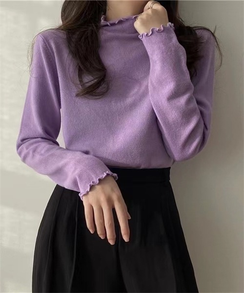 FREE STYLISTS(フリー スタイリスト)の「ハイネック メローニットブルオーバー(ニット/セーター・レディース・ベージュ/グレー/ブラウン/イエロー/グリーン/ホワイト/キャメル/ブラック/パープル/ブルー/ミント/ワイン/マスタード/チャコールグレー/ライトグリーン・FREE)」の17枚目の写真