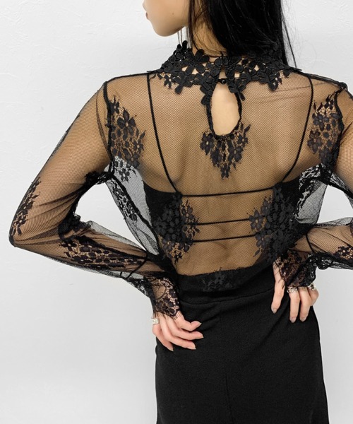 【透け感で魅せる♡】LVシースルー バレリーナ LVEU.(ラブユ.)の「【LVEU.】シースルーレースハイネック