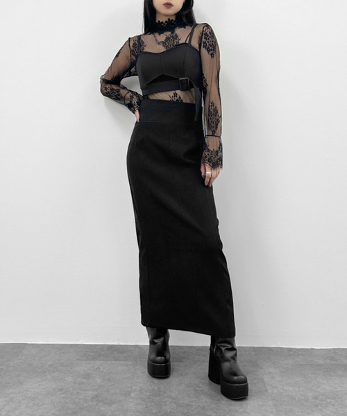 LVEU.】シースルーレースハイネックトップス / トップス