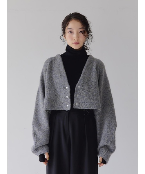 Ayla(アイラ)の「mix melange short cardigan(カーディガン/ボレロ・レディース・パープル系その他/杢グレー・FREE)」の2枚目の写真