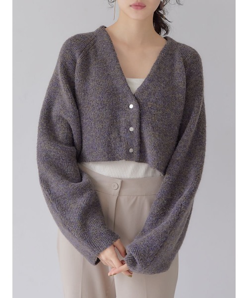 Ayla(アイラ)の「mix melange short cardigan(カーディガン/ボレロ・レディース・パープル系その他/杢グレー・FREE)」の3枚目の写真