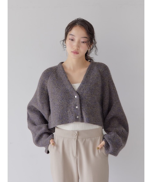 Ayla(アイラ)の「mix melange short cardigan(カーディガン/ボレロ・レディース・パープル系その他/杢グレー・FREE)」の4枚目の写真