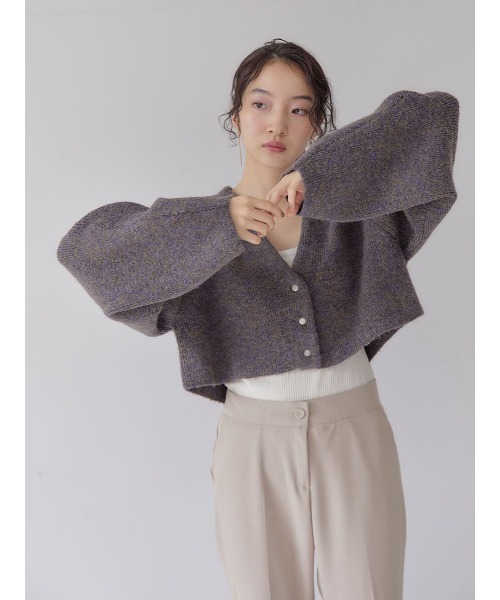 Ayla(アイラ)の「mix melange short cardigan(カーディガン/ボレロ・レディース・パープル系その他/杢グレー・FREE)」の5枚目の写真