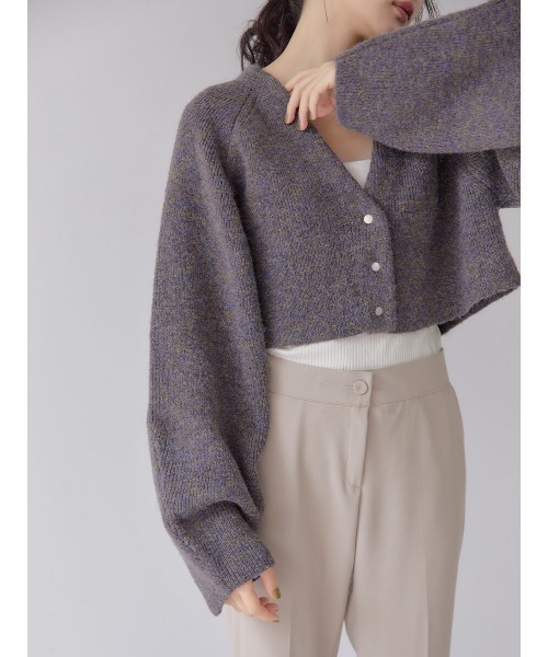 Ayla(アイラ)の「mix melange short cardigan(カーディガン/ボレロ・レディース・パープル系その他/杢グレー・FREE)」の6枚目の写真