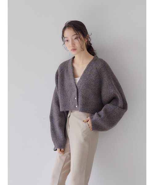 Ayla(アイラ)の「mix melange short cardigan(カーディガン/ボレロ・レディース・パープル系その他/杢グレー・FREE)」の10枚目の写真