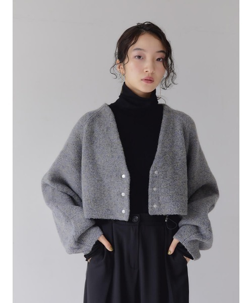 Ayla(アイラ)の「mix melange short cardigan(カーディガン/ボレロ・レディース・パープル系その他/杢グレー・FREE)」の14枚目の写真