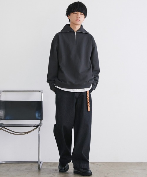 WYM LIDNM(ウィム バイ リドム)の「HALF ZIP HEAVY WEIGHT SWEAT(スウェット・メンズ・杢グレー/ダークグリーン/ダークブラウン/チャコール/アッシュブラウン/オリーブ・S/M/L)」の18枚目の写真