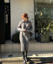 Lamoa | Lamoa/ハーフジップ ルーズ ニットワンピース(ワンピース)