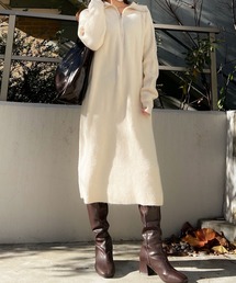 Lamoa | Lamoa/ハーフジップ ルーズ ニットワンピース(ワンピース)