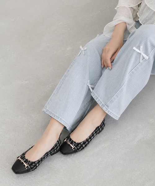 coca（ANDEX shoes product）（コカ）の「coca / ビット飾り付きツイードパンプス（パンプス・レディース・ホワイト/ブラック・22.5cm/23cm/23.5cm/24cm/24.5cm）」の15枚目の写真