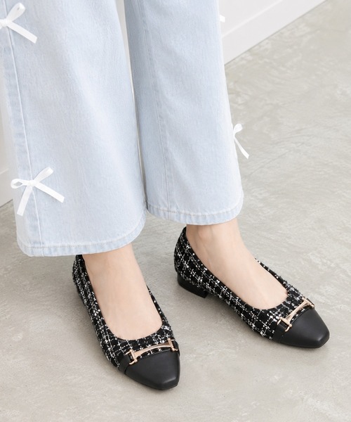 coca（ANDEX shoes product）（コカ）の「coca / ビット飾り付きツイードパンプス（パンプス・レディース・ホワイト/ブラック・22.5cm/23cm/23.5cm/24cm/24.5cm）」の14枚目の写真
