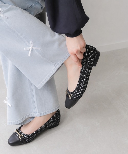 coca（ANDEX shoes product）（コカ）の「coca / ビット飾り付きツイードパンプス（パンプス・レディース・ホワイト/ブラック・22.5cm/23cm/23.5cm/24cm/24.5cm）」の16枚目の写真