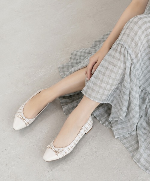 coca（ANDEX shoes product）（コカ）の「coca / ビット飾り付きツイードパンプス（パンプス・レディース・ホワイト/ブラック・22.5cm/23cm/23.5cm/24cm/24.5cm）」の20枚目の写真