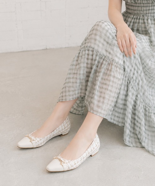 coca（ANDEX shoes product）（コカ）の「coca / ビット飾り付きツイードパンプス（パンプス・レディース・ホワイト/ブラック・22.5cm/23cm/23.5cm/24cm/24.5cm）」の21枚目の写真