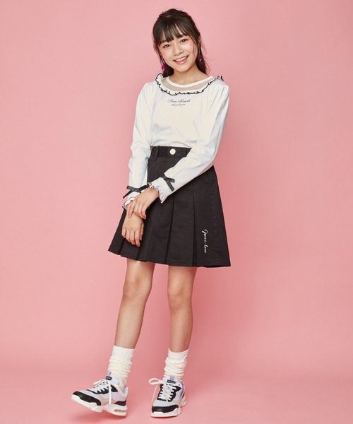 JENNI love(ジェニィラブ)の「チュール切替えフリルロンT(Tシャツ/カットソー・キッズ・オフホワイト/ピンク/ラベンダー・130cm/140cm/150cm/160cm)」の7枚目の写真