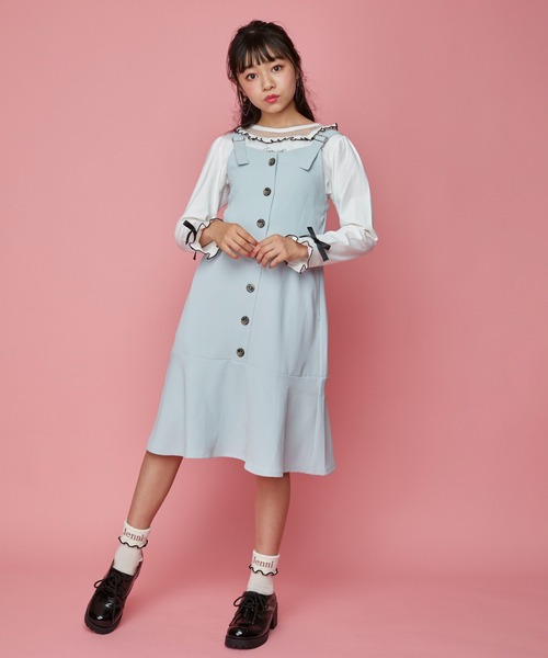 JENNI love(ジェニィラブ)の「チュール切替えフリルロンT(Tシャツ/カットソー・キッズ・オフホワイト/ピンク/ラベンダー・130cm/140cm/150cm/160cm)」の6枚目の写真