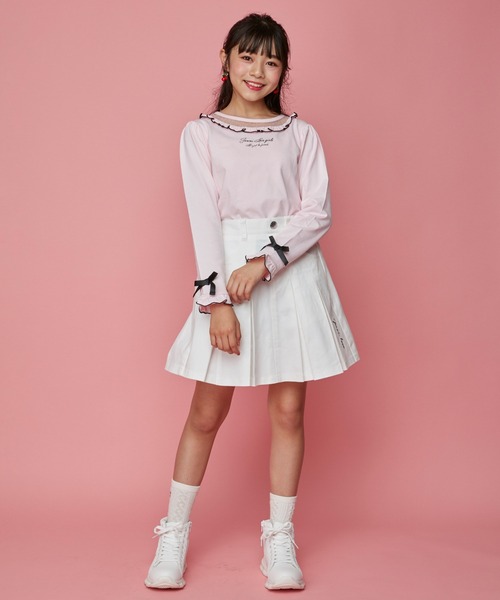 JENNI love(ジェニィラブ)の「チュール切替えフリルロンT(Tシャツ/カットソー・キッズ・オフホワイト/ピンク/ラベンダー・130cm/140cm/150cm/160cm)」の4枚目の写真