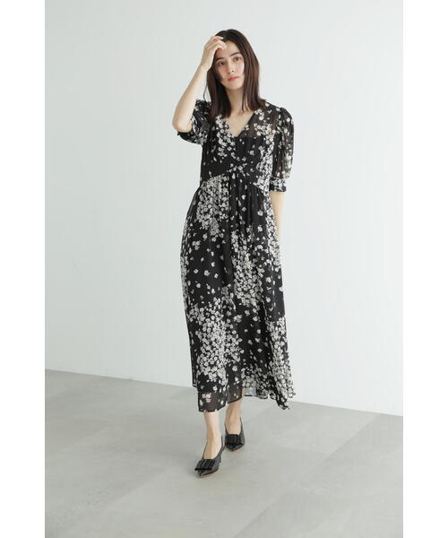 JILLSTUART モノトーンフラワーワンピース ブラック JILL STUART（ジルスチュアート）の「◇モノトーンフラワー