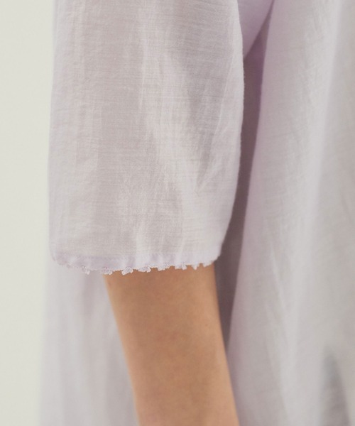 yuni（ユニ　）の「120/2コットンナイロン　リボン　ストリングス　羽織りワンピース　120/2C Ny ribon strings  haori OP（シャツワンピース・レディース・ライラック/ブラック/ピンク・FREE）」の22枚目の写真