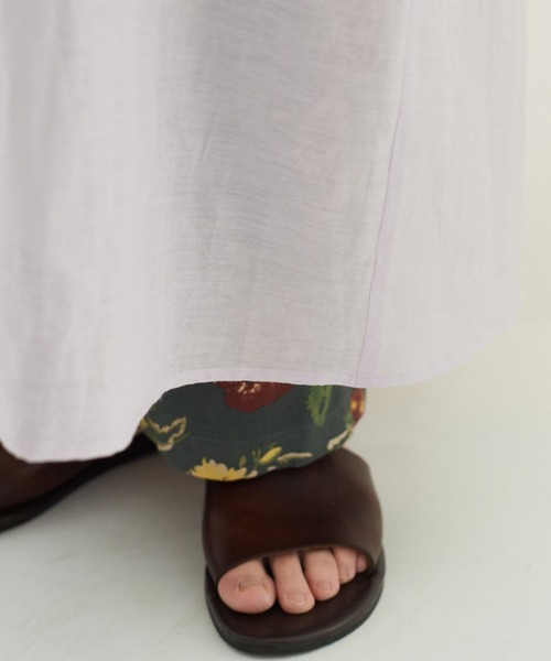 yuni（ユニ　）の「120/2コットンナイロン　リボン　ストリングス　羽織りワンピース　120/2C Ny ribon strings  haori OP（シャツワンピース・レディース・ライラック/ブラック/ピンク・FREE）」の11枚目の写真