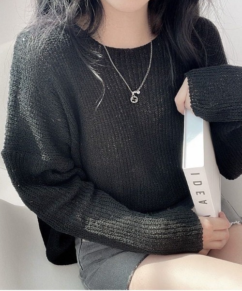 gossip！ロサンゼルス（ゴシップロサンゼルス）の「シースルーニットトップス（ニット/セーター・レディース・ベージュ/ホワイト/グレー/ブラック・FREE）」の12枚目の写真